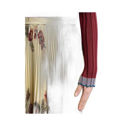 Pleated Sable Skirt With Print