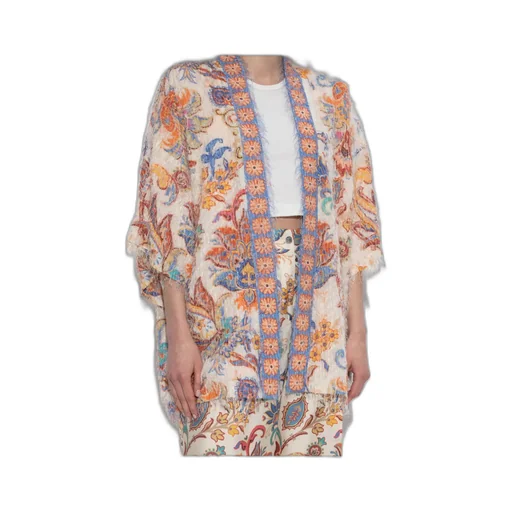 Etro Patterned Fringed Knit Cardigan