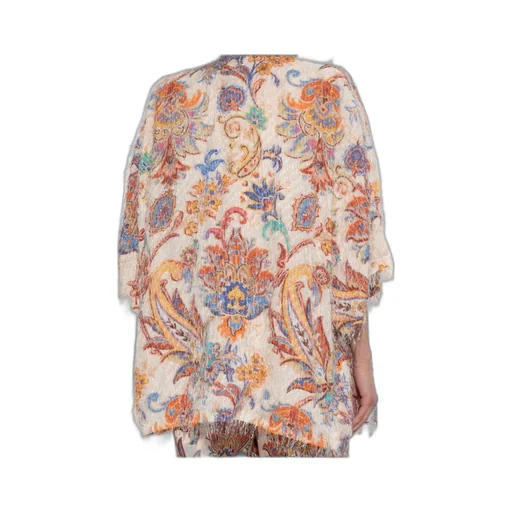 Etro Patterned Fringed Knit Cardigan