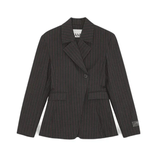 Ganni Single-Buttoned Pinstriped Blazer