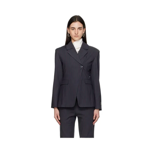 Ganni Single-Buttoned Pinstriped Blazer