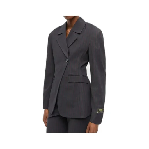Ganni Single-Buttoned Pinstriped Blazer