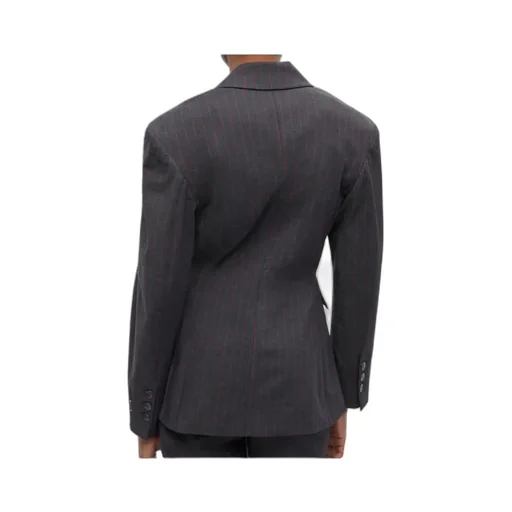 Ganni Single-Buttoned Pinstriped Blazer