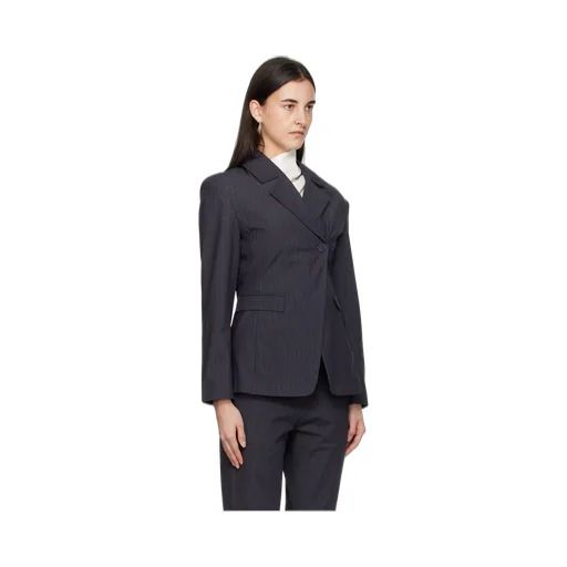 Ganni Single-Buttoned Pinstriped Blazer
