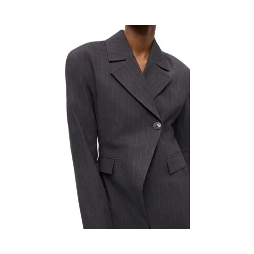 Ganni Single-Buttoned Pinstriped Blazer