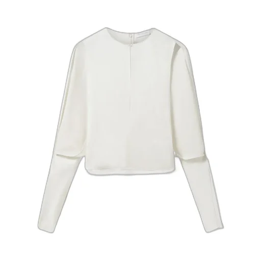 Cape-Sleeve Cut-Out Satin Top