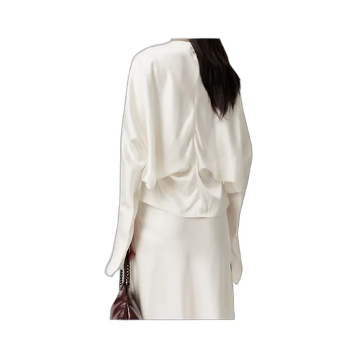 Cape-Sleeve Cut-Out Satin Top