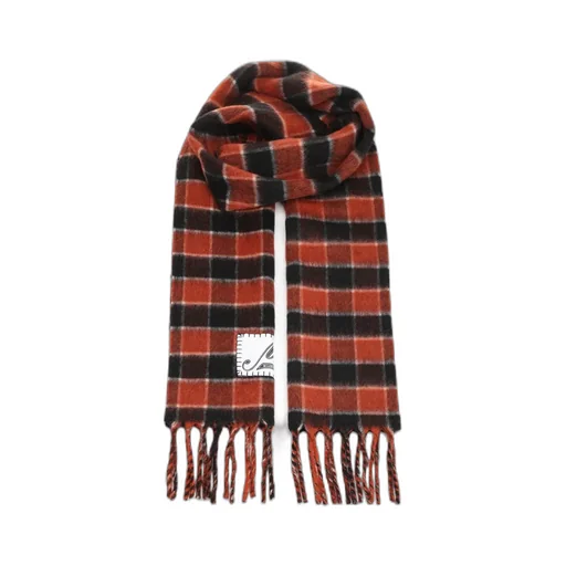 Checked Fringed Scarf