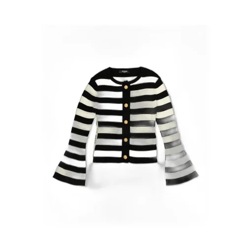Balmain Kids Striped Buttoned Cardigan