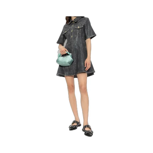 Ganni Flared Denim Mini Dress