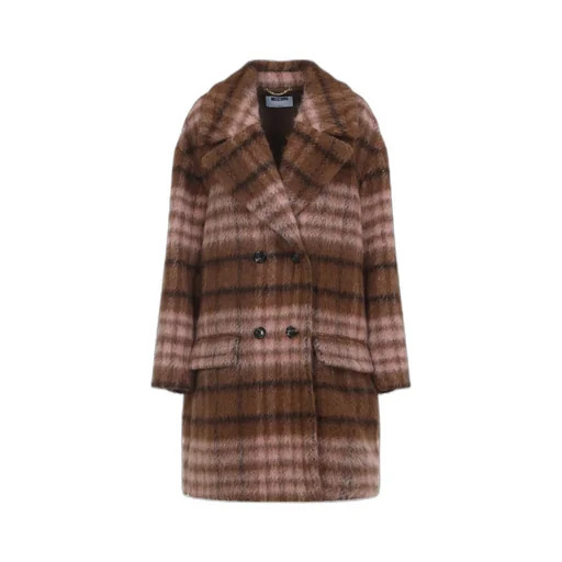 Checked-Pattern Double-Breasted Coat