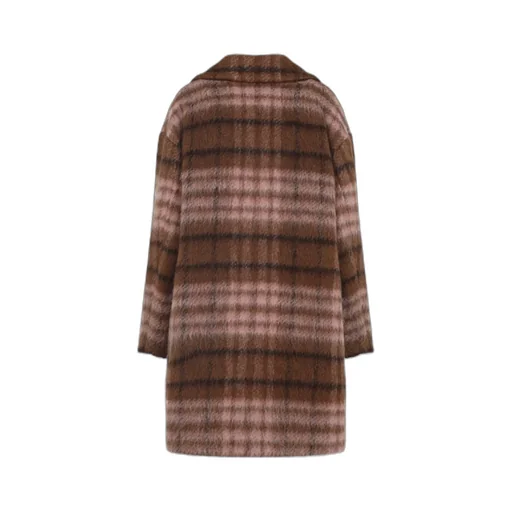 Checked-Pattern Double-Breasted Coat