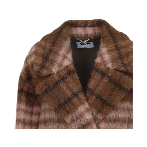 Checked-Pattern Double-Breasted Coat