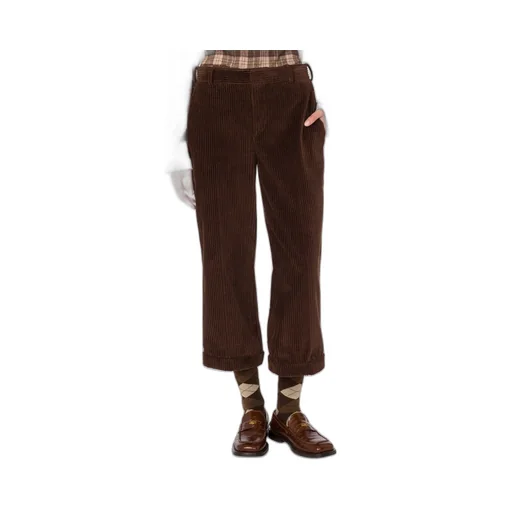 Corduroy Cropped Pants, Dark Brown