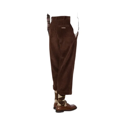 Corduroy Cropped Pants, Dark Brown