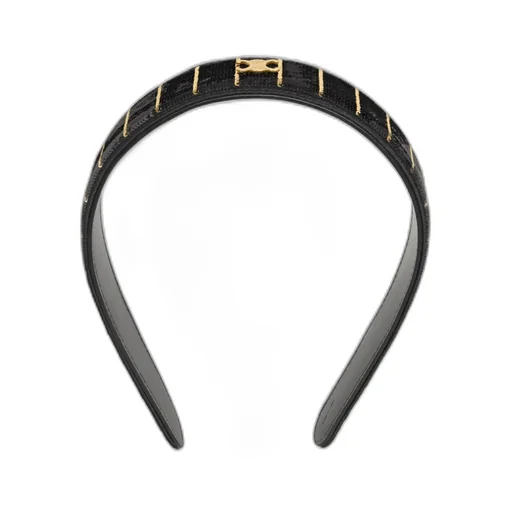Celine Striped Sequins Headband In Calfskin, Polyester And Brass With Gold Finish