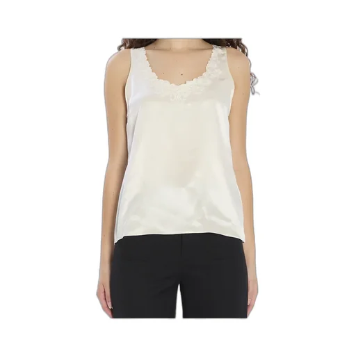 Embroidered Top In Silk Satin