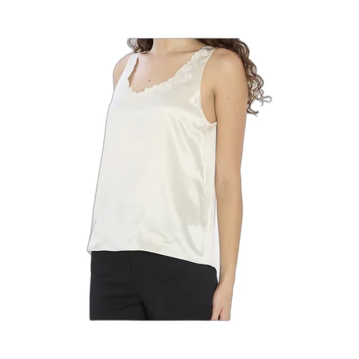 Embroidered Top In Silk Satin