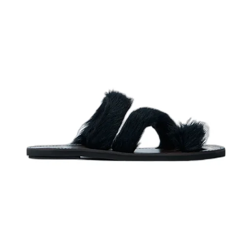 Dries Van Noten Shearling Square-Toe Sandals