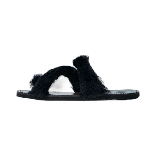 Dries Van Noten Shearling Square-Toe Sandals