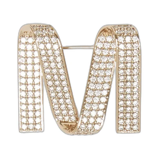 Rhinestone M-Shaped Brooch
