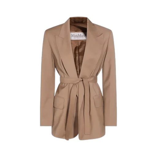 Belted Peak-Lapel Blazer