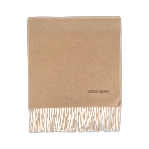 Giorgio Armani Logo Embroidered Fringed Scarf