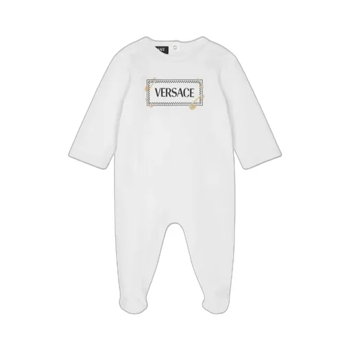 Versace Kids Safety Pin Logo Baby Sleepsuit