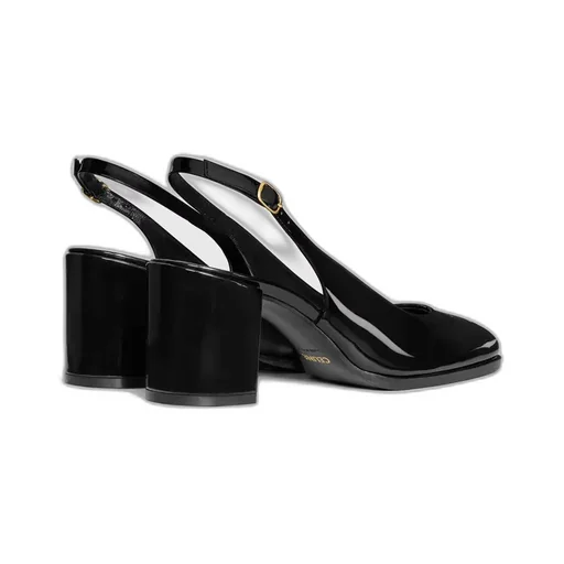 Celine Lily Perforated Triomphe Slingback In Patent Calfskin