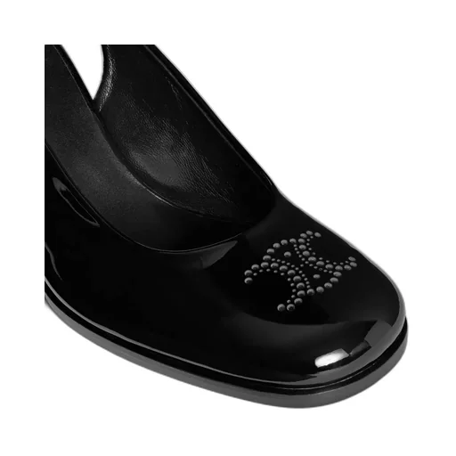 Celine Lily Perforated Triomphe Slingback In Patent Calfskin