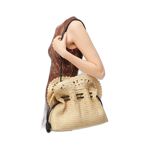 Medium Flamenco Clutch In Raffia