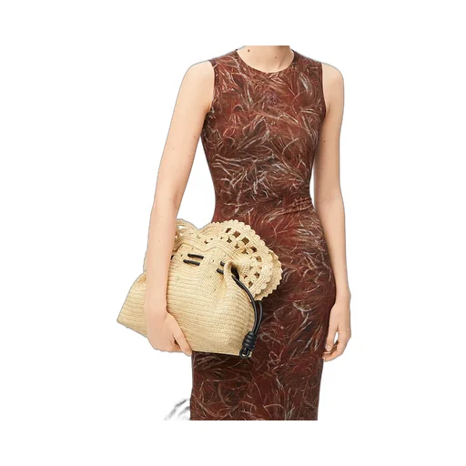 Medium Flamenco Clutch In Raffia