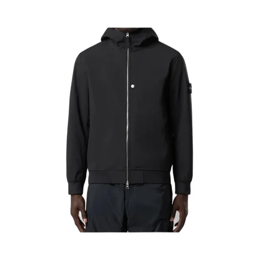 Stone Island Logo Patch Zip-Up Hooded Jacket