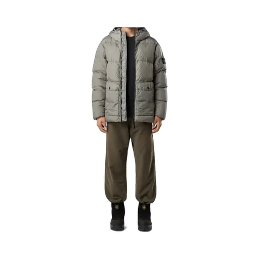 Stone Island Logo Patch Zip-Up Hooded Jacket
