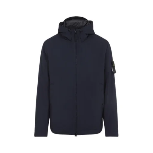 Stone Island Logo Patch Zip-Up Hooded Jacket
