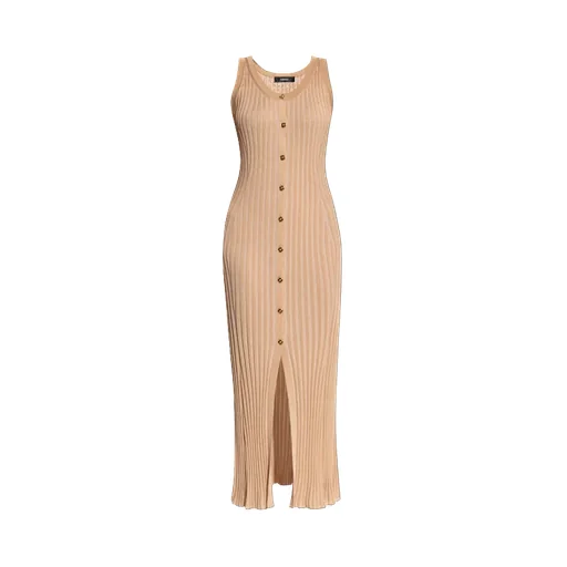 Versace Ribbed Button-Up Sleeveless Dress