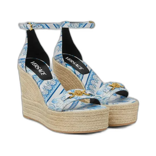 Versace Round-Toe Wedged Sandals