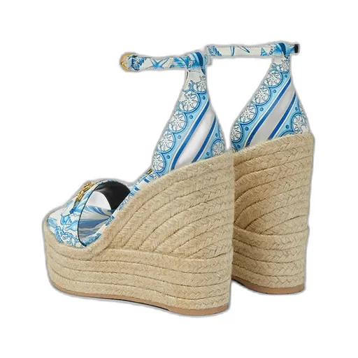 Versace Round-Toe Wedged Sandals