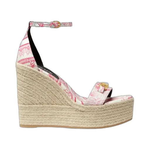 Versace Round-Toe Wedged Sandals