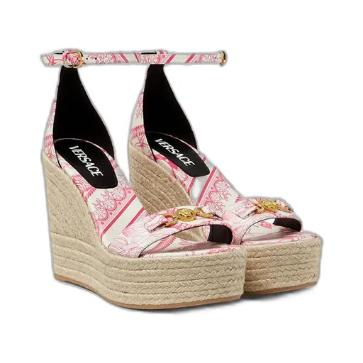 Versace Round-Toe Wedged Sandals