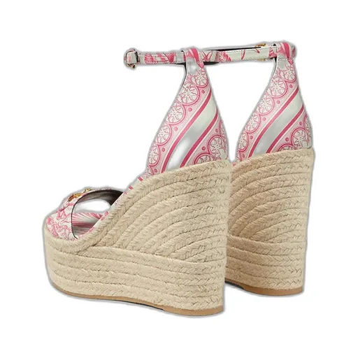Versace Round-Toe Wedged Sandals