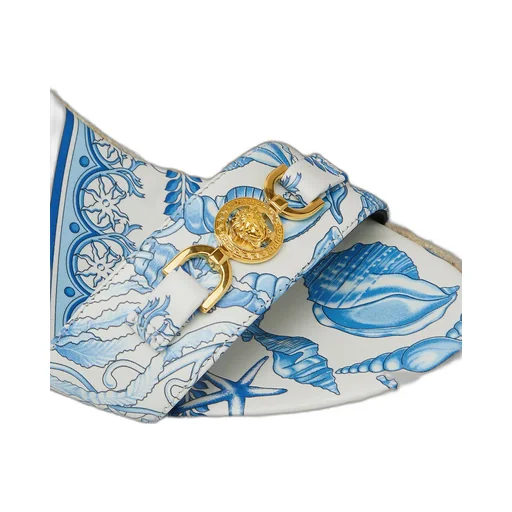 Versace Round-Toe Wedged Sandals