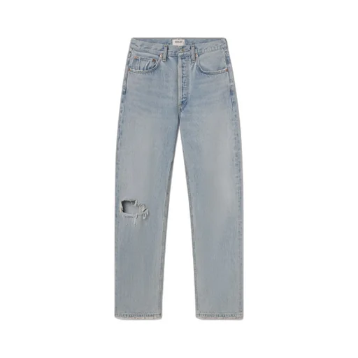 Kelly Distressed High-Rise Straight-Leg Jeans