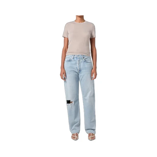 Kelly Distressed High-Rise Straight-Leg Jeans
