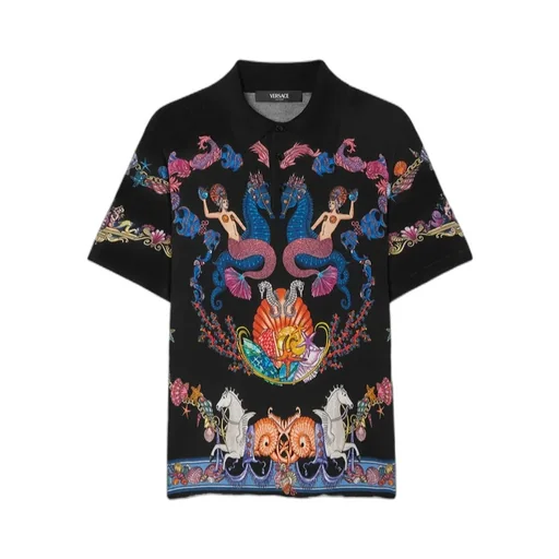 Versace Coral Theatre Printed Polo Shirt