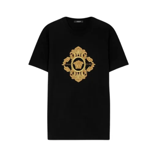 Versace Logo Embroidered Crewneck T-Shirt