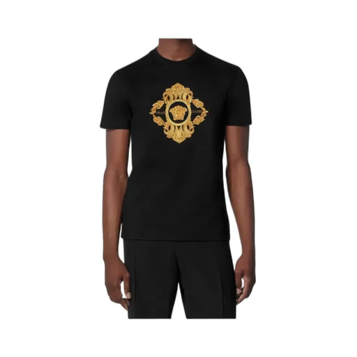 Versace Logo Embroidered Crewneck T-Shirt