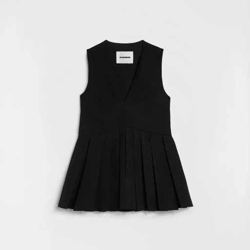 Wool Gabardine Pleated Top