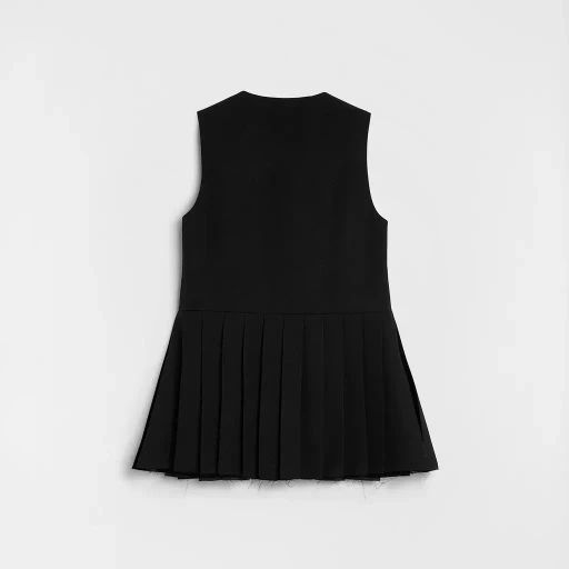 Wool Gabardine Pleated Top