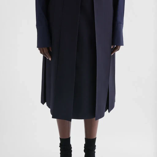 Wool Gabardine Pleated Skirt